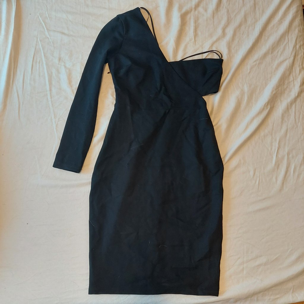 Lulus Black Asymmetric Midi Dress - Size M